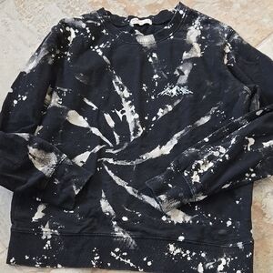 Black and White Hand UpcycledTie-Dye Sweatshirt S